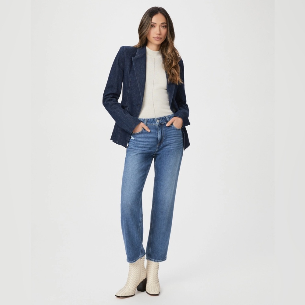PAIGE Noella Straight Jeans - Color - Scribble Distressed - Size 25